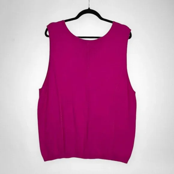 ELLEN TRACY 2X Sleeveless Knit Top In‎ Fuchsia  Plus Size - Picture 2 of 7